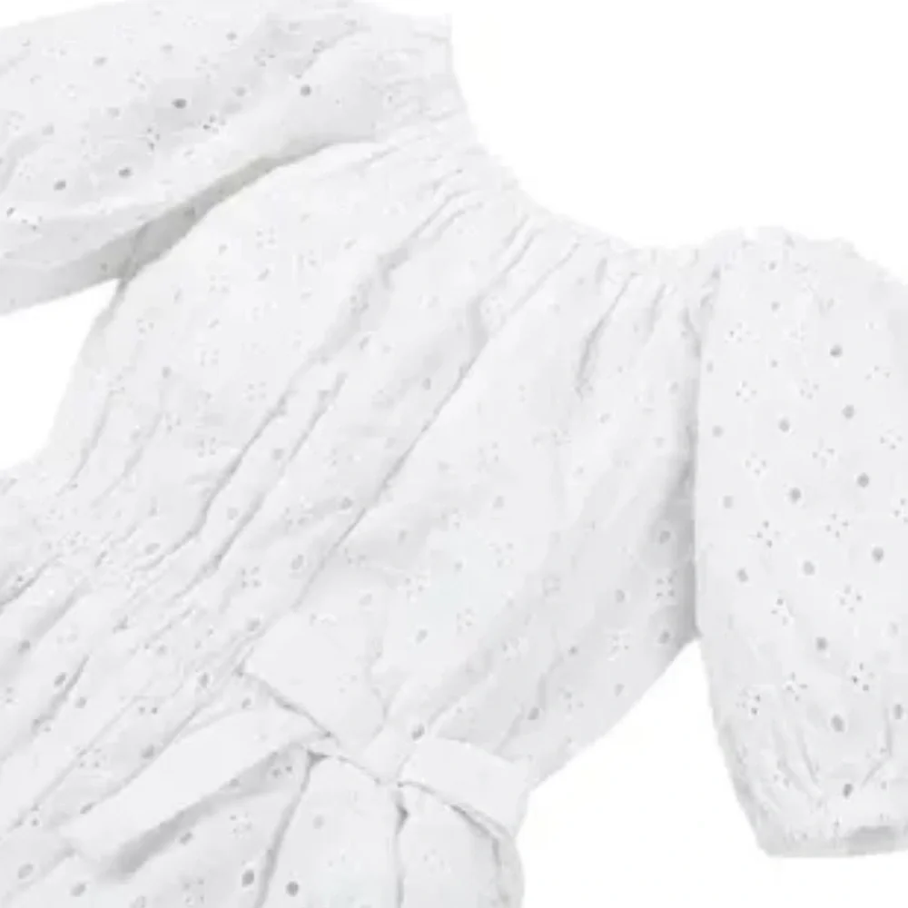Hope and Henry eyelet puff sleeve romper size 8 NWT